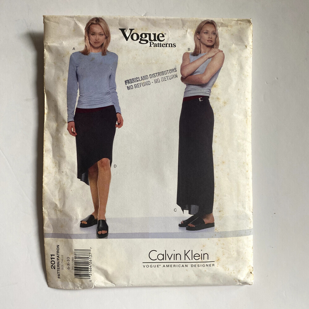 Vintage Y2K Calvin klein Top Skirt Vogue Sewing Pattern 6-8-10 UNCUT